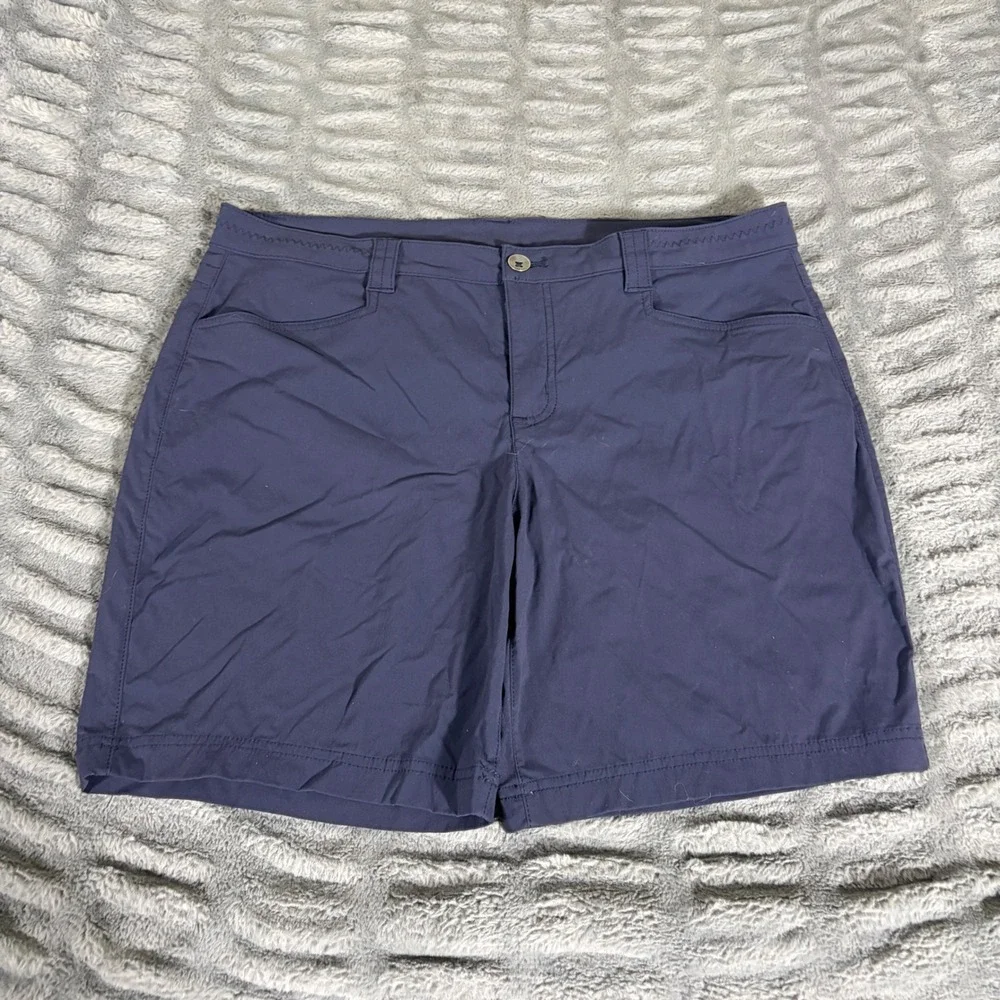 Eddie Bauer Womens 14 Navy Blue Hiking Shorts Nylon Spandex Stretch Outdoor